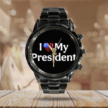 Discover I Love My President 2024 election Calendar Steel Band Watch