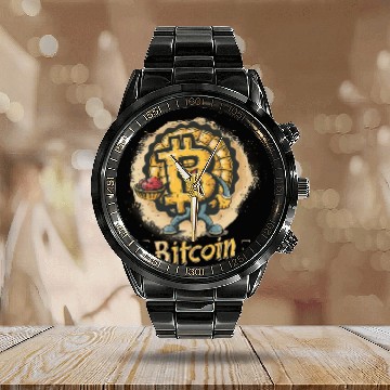 Discover Pi day 3.14 Crypto Bitcoin Math Lover Apple Pie Calendar Steel Band Watch