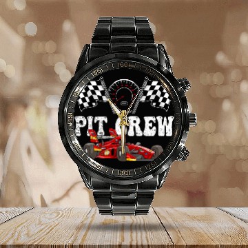 Discover PIT CREW Race Car Calendar Steel Band Watch - Hosting Parties