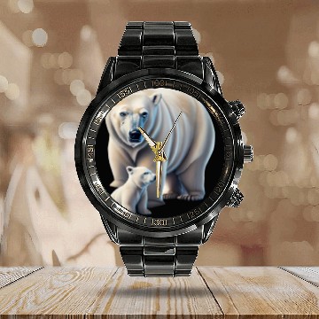 Discover Great Thaw: Melting Glaciers & Polar Bears Calendar Steel Band Watch