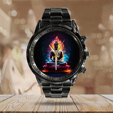 Discover The Buddha Neon Art Calendar Steel Band Watch