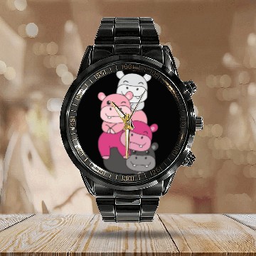 Discover Transfem Flag Pride Lgbtq Cute Hippo Calendar Steel Band Watch
