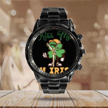 Discover Kiss Me Im Irish St. Patrick's Day Calendar Steel Band Watch