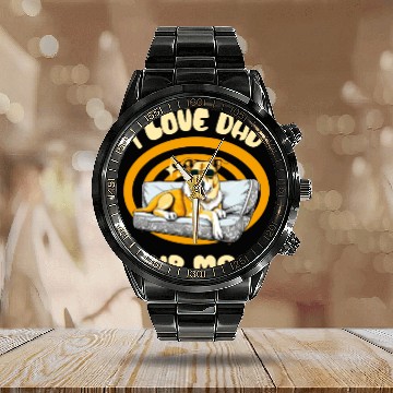 Discover I Love Dad and Mom - Dog Calendar Steel Band Watch