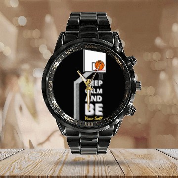 Discover Basketball Zen Calendar Steel Band Watch Keep Calm and Be Yourself