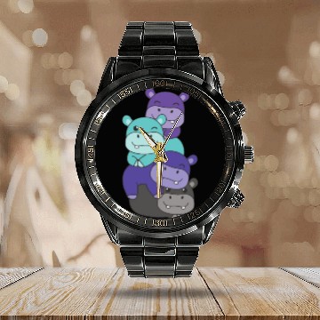 Discover Alexigender Flag Pride Lgbtq Cute Hippo Calendar Steel Band Watch