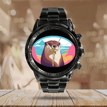 Discover Synthwave Otter 2 Calendar Steel Band Watch