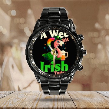 Discover Irish Flamingo St Patricks A Wee Bit Irish Calendar Steel Band Watch