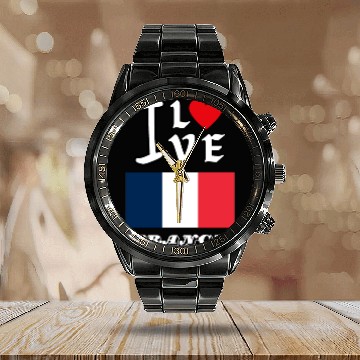 Discover I Love France Calendar Steel Band Watch