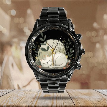 Discover Cats and Plants and Botanical Bliss Calendar Steel Band Watch