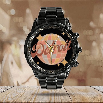Discover Detroit City michigan Retro Vintage Design Calendar Steel Band Watch