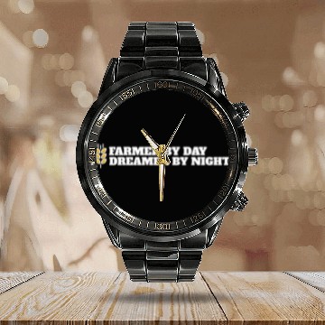 Discover farmer by day dreamer by night Calendar Steel Band Watch