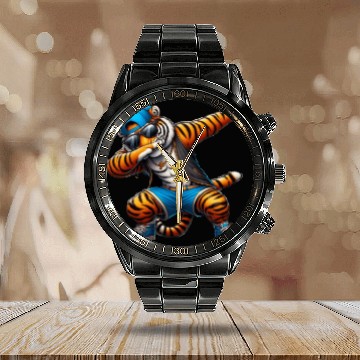 Discover Dabbing Tiger With Sunglasses Cool Dabbing Tiger Calendar Steel Band Watch