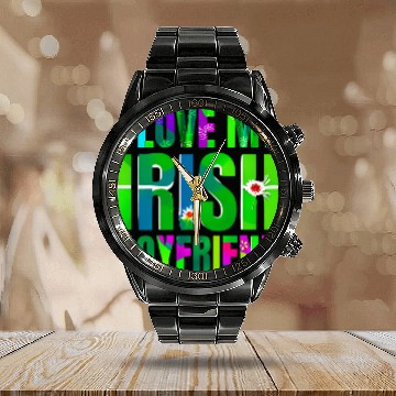 Discover Love My Irish Boyfriend Floral Design Calendar Steel Band Watch
