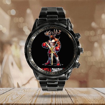 Discover Canada elk box design Calendar Steel Band Watch