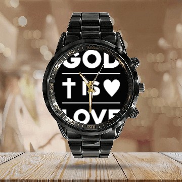 Discover Divine Love: Embrace the Spirit with 'God is Love' Calendar Steel Band Watch