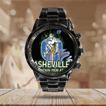 Discover Asheville mountain men at sea Calendar Steel Band Watch