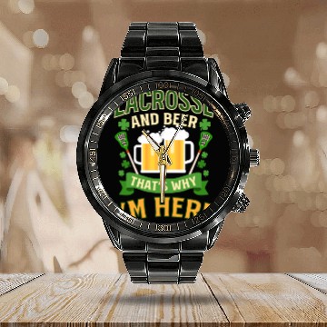 Discover Lacrosse St. Patricks Day Lacrosse And Bere Here Calendar Steel Band Watch