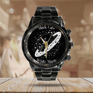 Discover Black Cat, White Magic Calendar Steel Band Watch