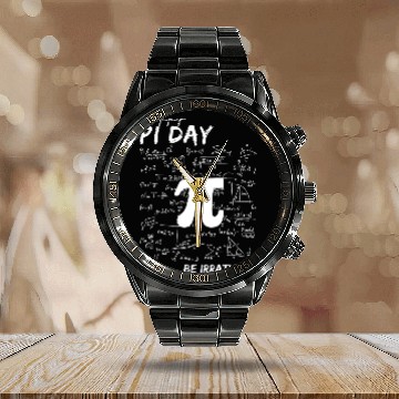 Discover Funny Pi Day Be Irrational Spiral Pi Math 3.14 Calendar Steel Band Watch