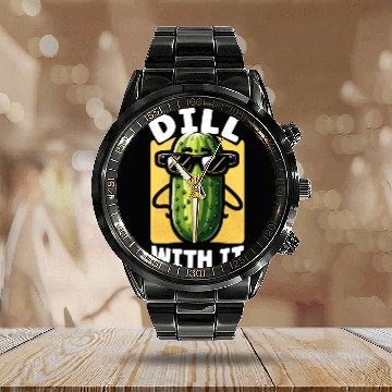 Discover Pickle Lover Funny Pickle Dill pickle Pickled Calendar Steel Band Watch