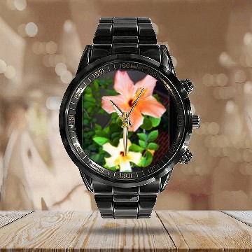 Discover Hibiscus 4 Calendar Steel Band Watch
