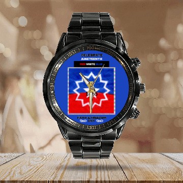 Discover Celebrate Juneteenth: The Red White & Blue Calendar Steel Band Watch