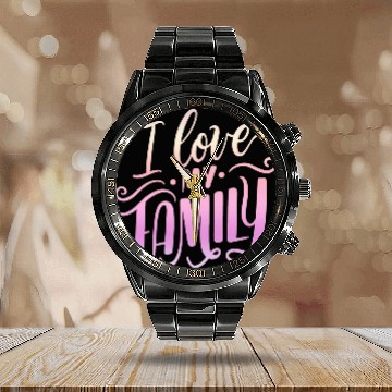 Discover I Love My Family Calendar Steel Band Watch