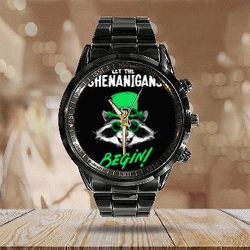 Discover Let The Shenanigans Begin! Raccoon Irish Calendar Steel Band Watch
