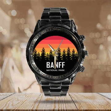 Discover Banff National Park Calendar Steel Band Watch