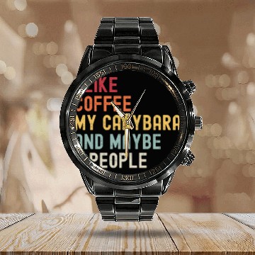 Discover I Like Coffee My Capybara and Maybe 3 People Calendar Steel Band Watch