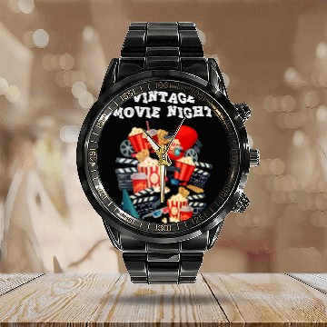 Discover Popcorn Vintage Movie Night Calendar Steel Band Watch
