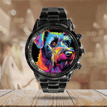 Discover Watercolor Colorful Tschechischer Terrier Calendar Steel Band Watch