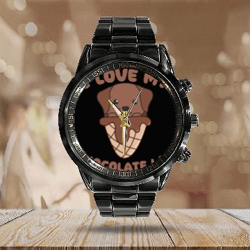 Discover I Love My Chocolate Lab Animal In Ice Cream Cone Calendar Steel Band Watch