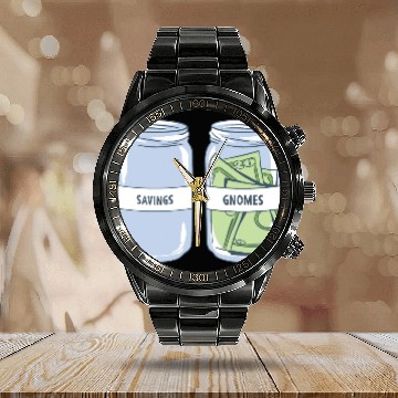 Discover Garden Gnome Saving Gnomes Calendar Steel Band Watch