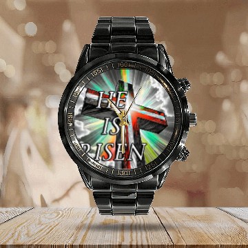 Discover Cross, He is Risen - 1 Calendar Steel Band Watch