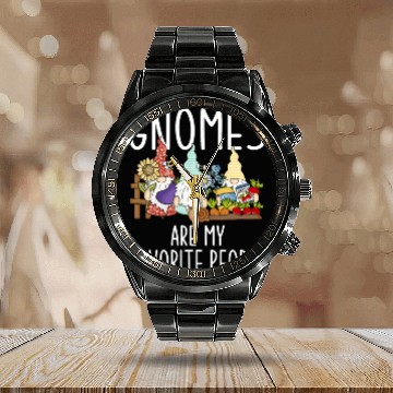 Discover Funny Garden Gnomes Gnome Lover Calendar Steel Band Watch