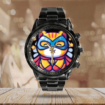 Discover Superhero Kawaii Cat Calendar Steel Band Watch