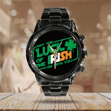 Discover MAY THE LUCK OF THE IRISH BE WITH YOU Calendar Steel Band Watch