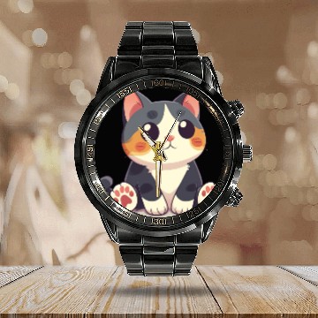 Discover Super Cute Kawaii Cat Calendar Steel Band Watch