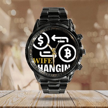 Discover Black and Gold Wife Changing - Bitcoin Calendar Steel Band Watch