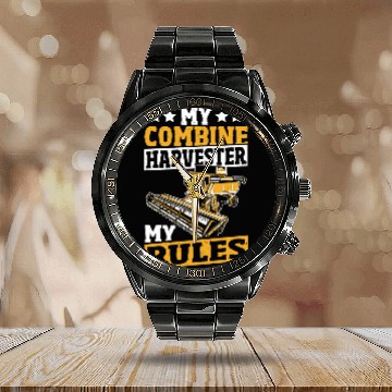 Discover Harvester Driving Threshing Farming Combine Calendar Steel Band Watch