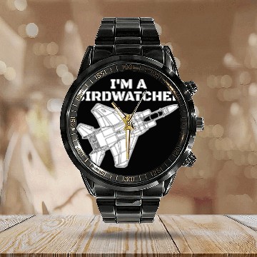 Discover I'm A Bird Watcher F-15 Eagle Military Fighter F15 Calendar Steel Band Watch