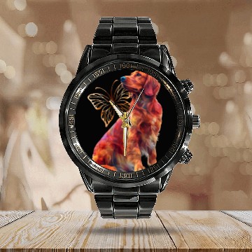 Discover Irish setter Butterfly Calendar Steel Band Watch