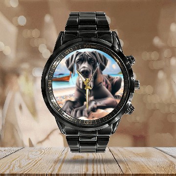 Discover Great Dane On The Beach Calendar Steel Band Watch