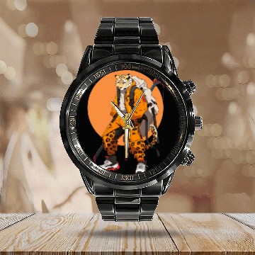 Discover Ninja Samurai Katana Sword Cheetah Manga Calendar Steel Band Watch