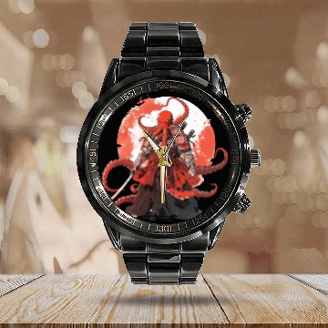 Discover Samurai Katana Sword anime Octopus manga Warrior Calendar Steel Band Watch