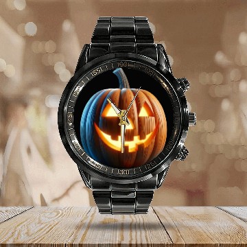 Discover Jack o Lantern Pumpkin Calendar Steel Band Watch