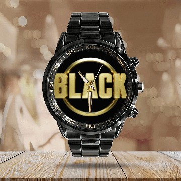 Discover Midnight Majesty The Elegance of Black Gold Design Calendar Steel Band Watch