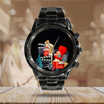 Discover Popcorn Vintage Movie Night Calendar Steel Band Watch